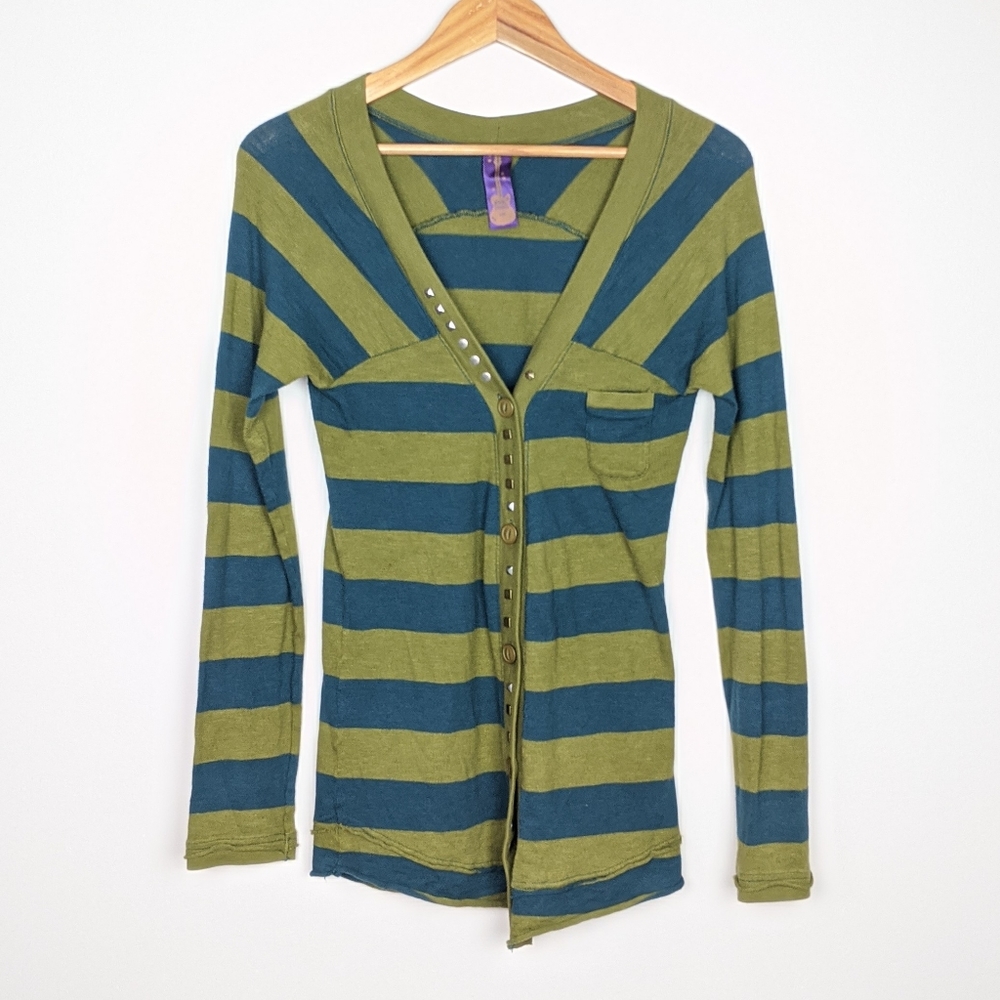 FREE PEOPLE Button Cardigan Stud Details L